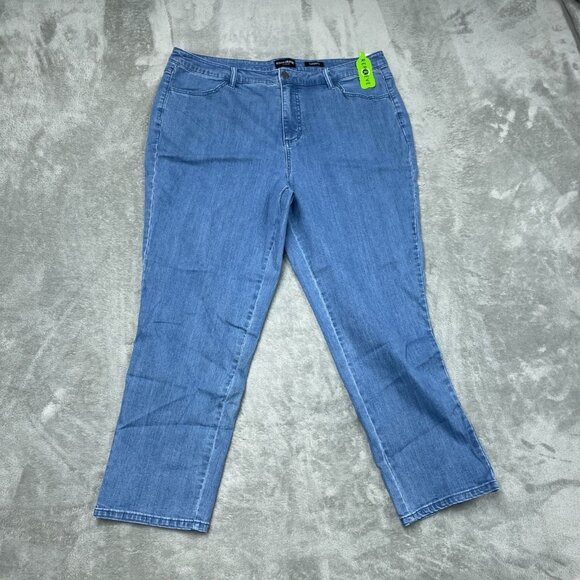 Susan Graver Tapered Stretch Denim Repreve Jeans Medium Wash (28”) a1556 - Picture 1 of 11